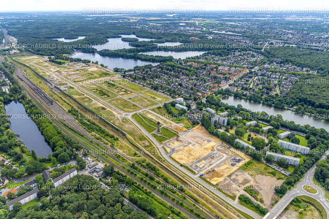 Duisburg240703646-Sued | Luftbild, Duisburg-Süd, geplantes Duisburger Wohnquartier am ehemaligen Rangierbahnhof Wedau, Wedau, Duisburg, Ruhrgebiet, Nordrhein-Westfalen, Deutschland