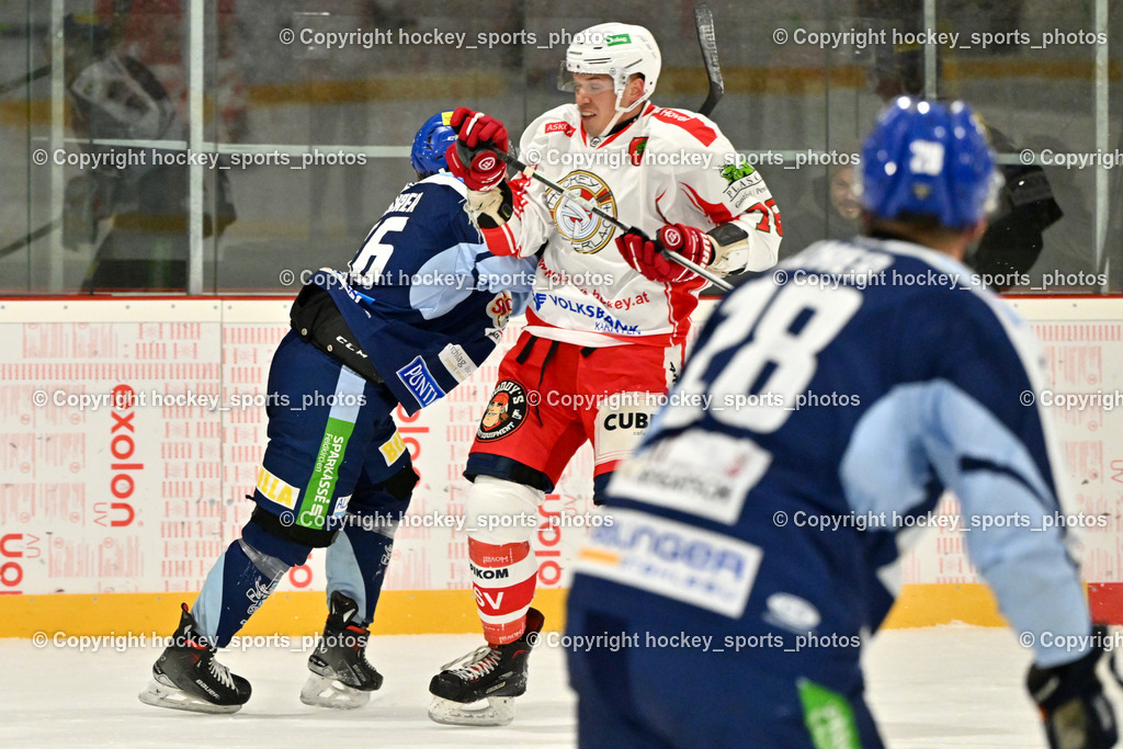 ESV FERLACH vs. ESC SOCCERZONE STEINDORF | #46 Maurer Julian ESC Steindorf, #76 Pem Nik ESV Ferlach, ESV FERLACH vs. ESC SOCCERZONE STEINDORF, ESV FERLACH vs. ESC SOCCERZONE STEINDORF am 22.11.2024 in Ferlach (Eishalle Ferlach ), Austria, (Photo by Bernd Stefan)