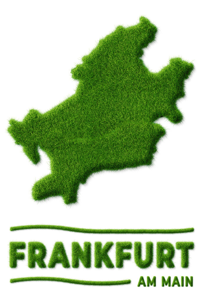 Städteposter Frankfurt am Main in Grasoptik | Poster mit Städtenamen von Frankfurt am Main in Grasschrift und Landkarte mit Rasenoptik - Realisiert mit Pictrs.com