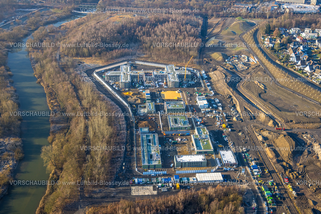 Luenen260100047 | Luftbild, Gelände der ehemaligen Zeche Victoria,  Baustelle und Sanierung für einen Landschaftspark Viktoria für die IGA Gartenausstellung 2027, Neubau einer Forensik-Klinik, Lünen, Ruhrgebiet, Nordrhein-Westfalen, Deutschland
