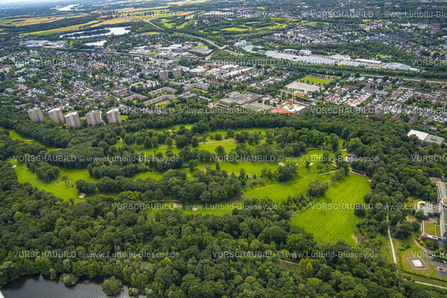 Duisburg240703572-Sued | Luftbild, Duisburg-Süd, Niederrheinischer Golfclub e.V. Duisburg Anlage, Hochhaus Wohnsiedlung am Waldrand, Am Golfplatz, Ortsansicht Wohngebiet Großenbaum, Großenbaum, Duisburg, Ruhrgebiet, Nordrhein-Westfalen, Deutschland