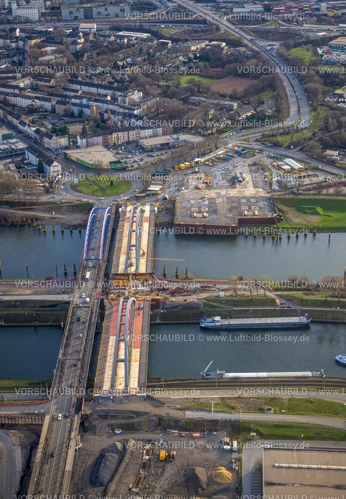 Duisburg230100712 | Luftbild, Ersatzneubau Baustelle Karl-Lehr-Brücke, Ruhrorter Straße, Ruhrort, Duisburg, Ruhrgebiet, Nordrhein-Westfalen, Deutschland