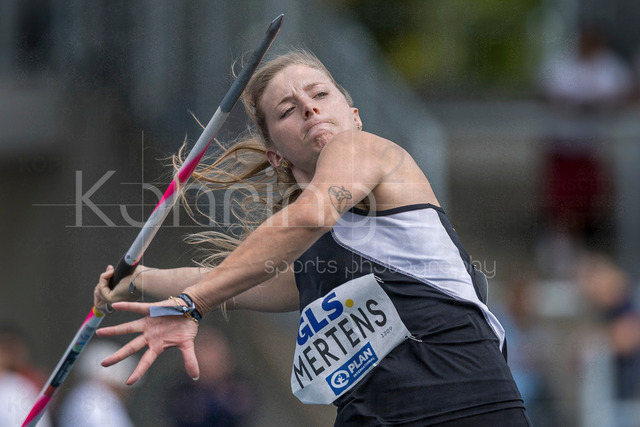 Deutsche Leichtathletik-Meisterschaften; Bochum-Wattenscheid, 26.07.2026 | Franziska Mertens (TSV Hagen 1860), Speerwurf; Deutsche Leichtathletik-Meisterschaften am 26.07.2026 im Lorheide-Stadion, Bochum-Wattenscheid (Nordrhein-Westfalen).