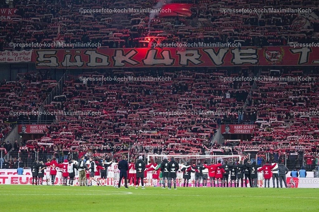 xYDRx04022601082 | 04.02.2026, xydrx, Fußball, Sechzehntelfinale UEFA Youth League, 1.FC Köln - FC Internazionale Milano, Saison 2025 2026, RheinEnergie-STADION : Die Fankurve des 1. FC Köln feiert die Mannschaft trotz der Niederlage    regulations prohibit any use of photographs as image sequences and or quasi-video. Photo: xYannisxDreimannxPressefotoKochx