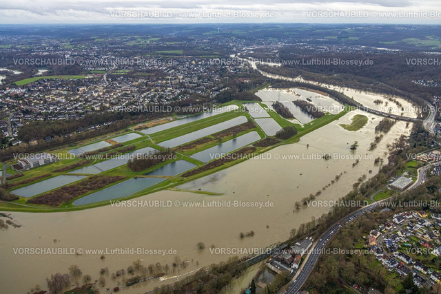 Essen231202669Ruhr | Luftbild, Ruhrhochwasser, Weihnachtshochwasser 2023, starke Regenfälle,  Steele, Essen, Ruhrgebiet, Nordrhein-Westfalen, Deutschland