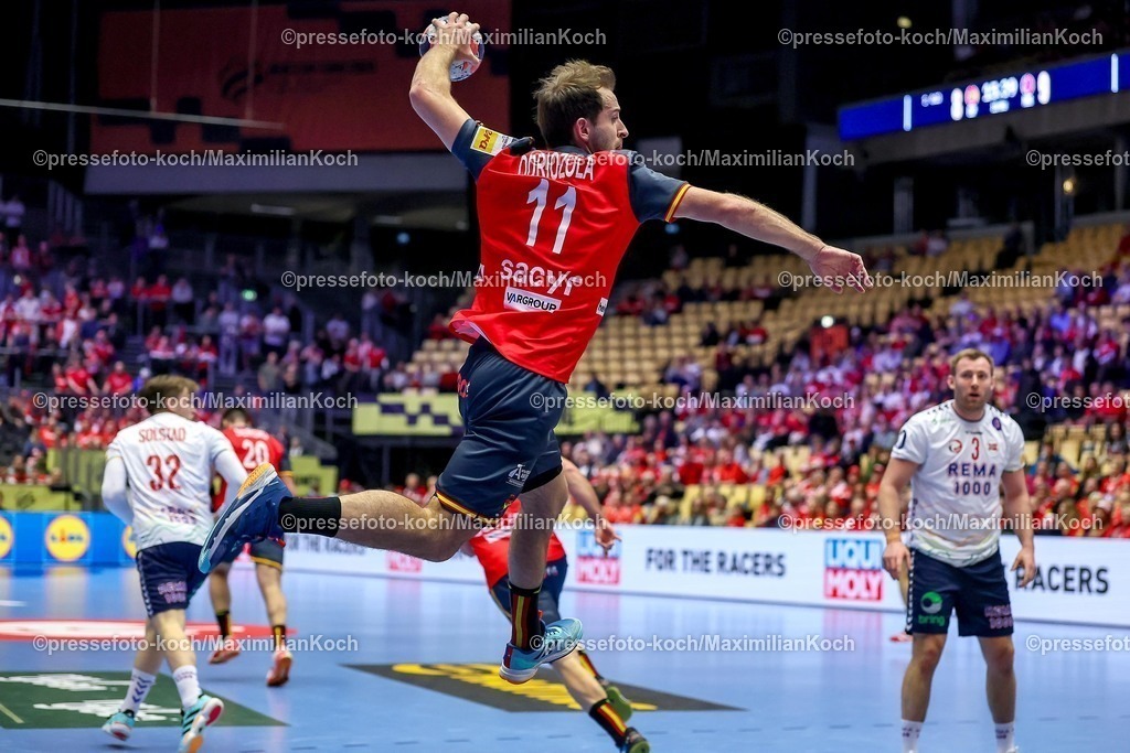 EHF22012602025 | 22.01.2026, Handball, Men's EHF EURO 2026, Spanien - Norwegen, Jyske Bank Boxen in Herning, Dänemark, Main Round:  Kauldi Odriozola Yeregui (Espania #11) 