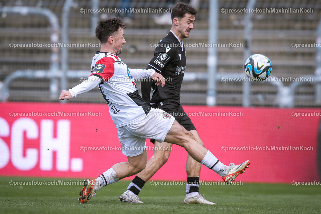 Koe3Liga24022402091 | 24.02.2024, Köln, Fußball, bwin 3. Liga Herren, Sportpark Höhenberg, 27. Spieltag, Saison 2023 2024, FC Viktoria Köln – SV Sandhausen: Simon Handle (Viktoria Köln). 
DFB regulations prohibit any use of photographs as image sequences and or quasi-video.