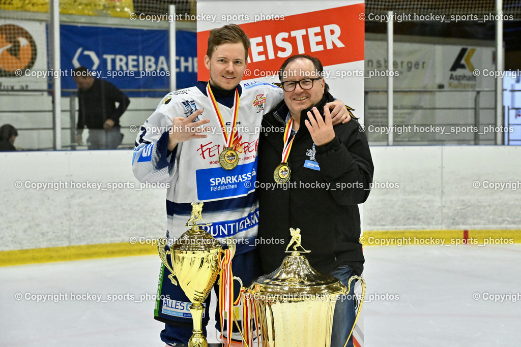 ESC Sparkasse Steindorf Meister 2025/26 | #92 Ratz Patrick ESC Steindorf, Sportlicher Leiter ESC Steindorf Armin Ratz, ESC Sparkasse Steindorf Meister 2025/26, ESC Sparkasse Steindorf Meister 2025/26 am 08.03.2026 in Althofen (Stadthalle Althofen), Austria, (Photo by Bernd Stefan)