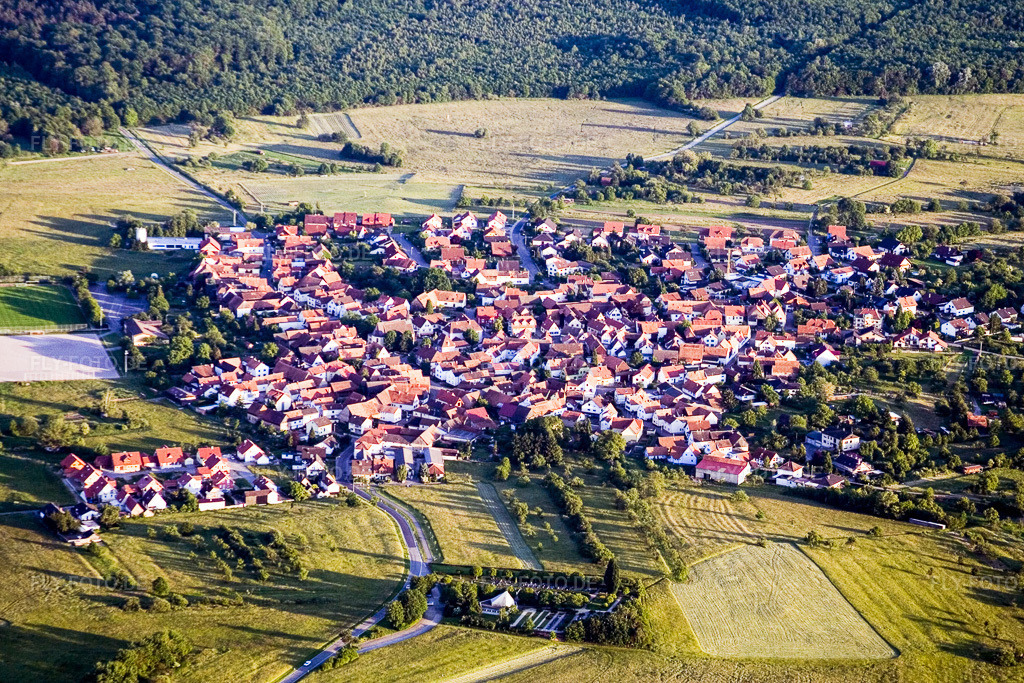 Luftbild: Dorfansicht im Ortsteil Büchelberg in Wörth im Bundesland Rheinland-Pfalz in Deutschland. Foto: IMG_2554.jpg vom 08.06.2006 durch Werner Riehm/FLY-FOTO.de