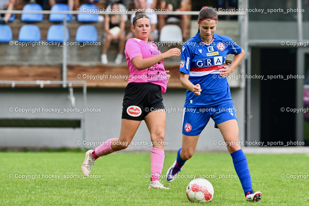 Carinthians Hornets vs. GAK 1902 Frauen | #19 Jana Christina Lemberger Carinthians Hornets, #23 Paula Sophie Jazbinsek GAK, Carinthians Hornets vs. GAK 1902 Frauen, Carinthians Hornets vs. GAK 1902 Frauen am 01.09.2024 in Sachsenburg (Sportplatz Sachsenburg), Austria, (Photo by Bernd Stefan)