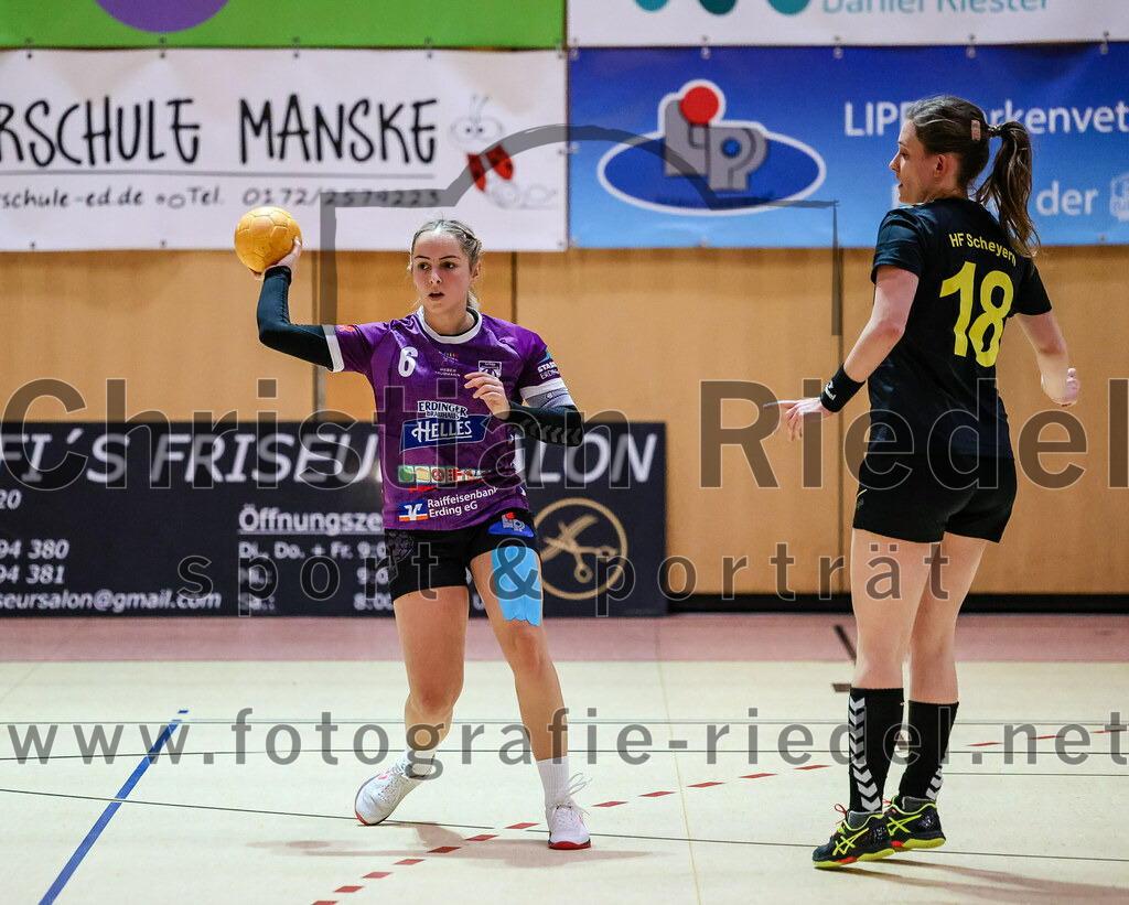 2023-12-17_050_SpVgg_Altenerding_II_gegen_HF_Scheyern | Erding, Deutschland, 17.12.2023:
Handball, Bezirksliga Frauen Altbayern 2023 / 2024, 9. Spieltag, SpVgg Altenerding II gegen HF Scheyern, Endergebnis: 22:26

Lena Prem (SpVgg Altenerding, #6), Elena Schenkel (HF Scheyern, #18)

Foto: Christian Riedel / fotografie-riedel.net