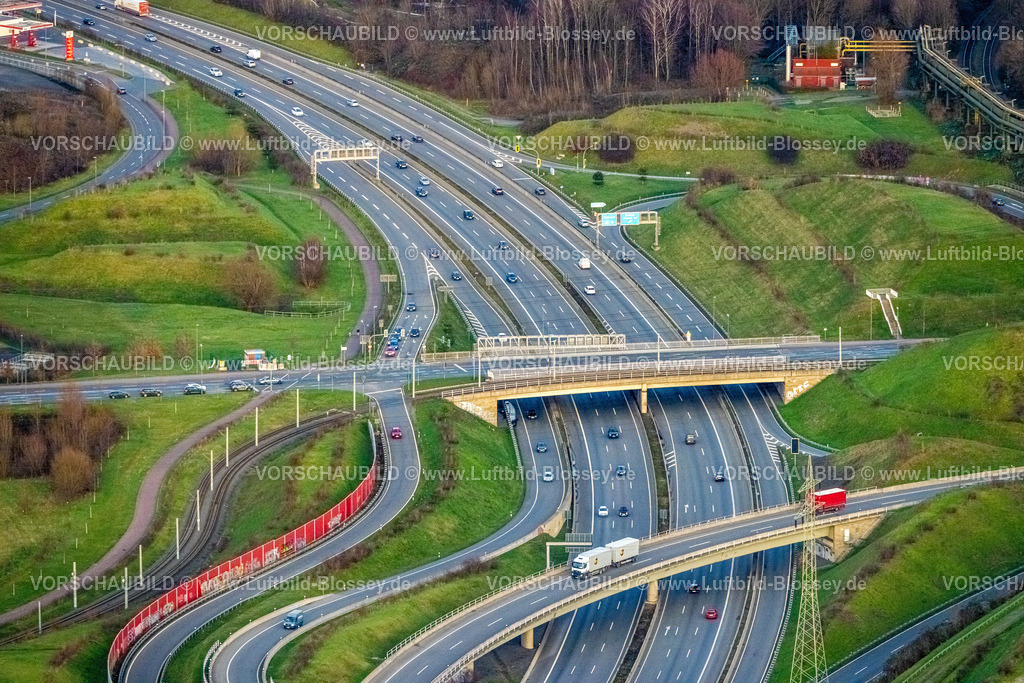 Bochum230102001Wattenscheid | Luftbild, Neues Autobahndreieck Bochum-West, A40 und A448, Kruppwerke, Bochum, Ruhrgebiet, Nordrhein-Westfalen, Deutschland