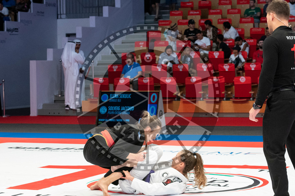 20231106PBB2329 | Fighters compete during the AJP World Master Championship in the Mubadala Arena in Abu Dhabi, Arab United Emirates, on November 6, 2023.