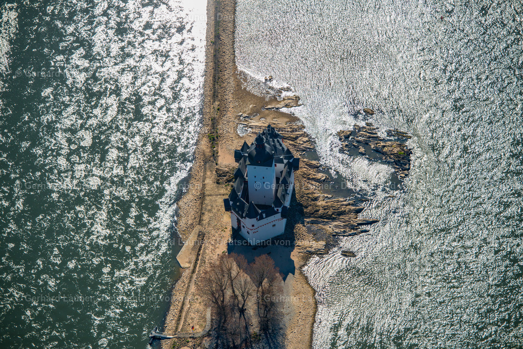 3490590 | Rhein bei Insel Falkenau, Burg Pfalzgrafenstein, Kaub