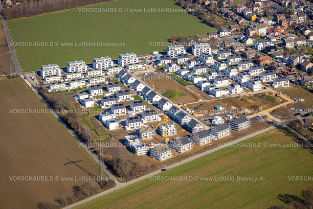 Holzwickede230213657 | Luftbild, Neubaugebiet und Baustelle, Wohnpark Emscherquelle in Hohenleuchte auf dem Areal der ehemaligen Emscherkaserne, Holzwickede, Ruhrgebiet, Nordrhein-Westfalen, Deutschland