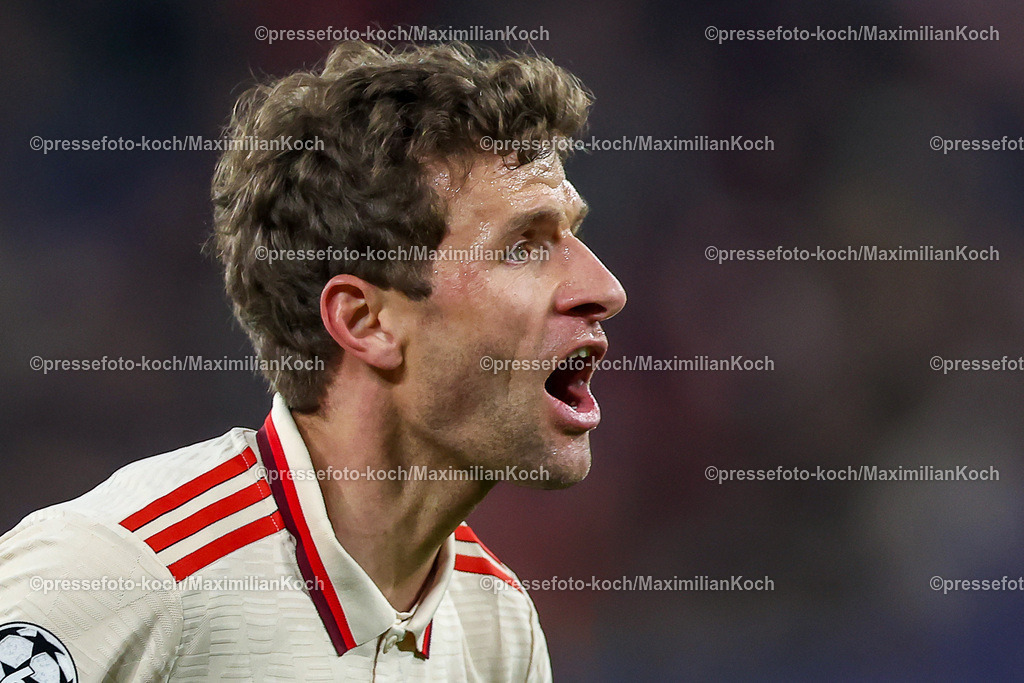 UCL10122402196 | 10.12.2024, Fußball, UEFA Champions League, Schachtar Donezk - FC Bayern München, Arena AufSchalke Gelsenkirchen, 8. Spieltag Saison 2024 2025: Thomas Müller (Bayern #25)DFB regulations prohibit any use of photographs as image sequences and or quasi-video.