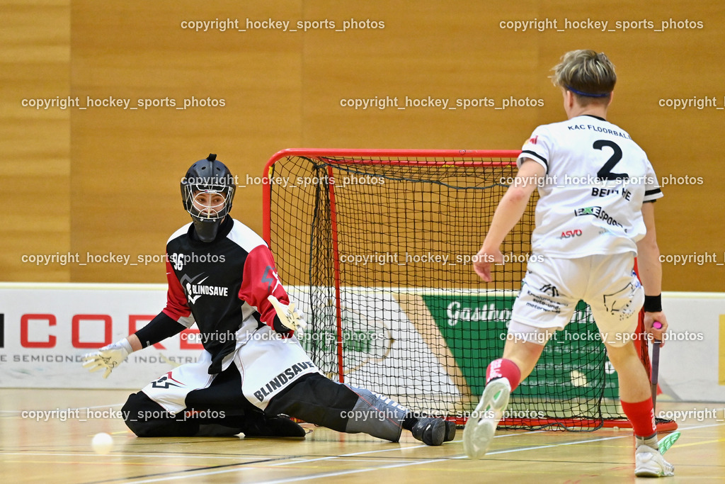 VSV Unihockey vs. KAC Floorball | #96 Clemens Meixner KAC Floorball, #2 Mitja Beuthe KAC Floorball, VSV Unihockey vs. KAC Floorball, VSV Unihockey vs. KAC Floorball am 28.03.2026 in Villach (Ballspielhalle St. Martin), Austria, (Photo by Bernd Stefan)