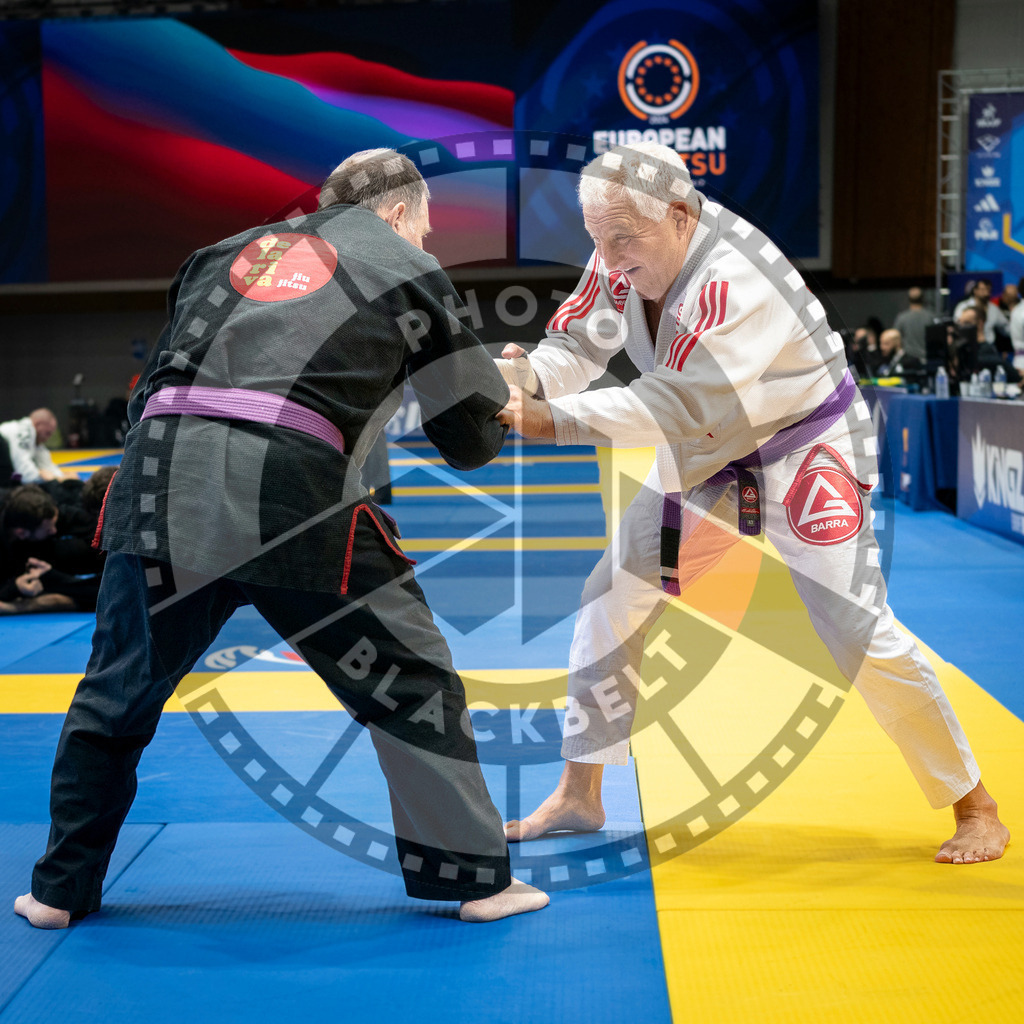 20240125PBB02633 | Fighters compete during the sixth day of the Brazilian Jiu-jitsu European Championship of the IBJJF in Paris, France, on January 25, 2024.