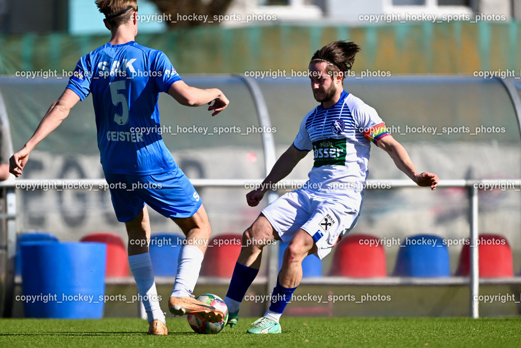 SAK vs. Dellach Gail | #5 Jakob Geister SAK, #23 Maximilian Wastian Dellach Gail, SAK vs. Dellach Gail, SAK vs. Dellach Gail am 22.03.2025 in Klagenfurt (Sportpark Welzenegg), Austria, (Photo by Bernd Stefan)