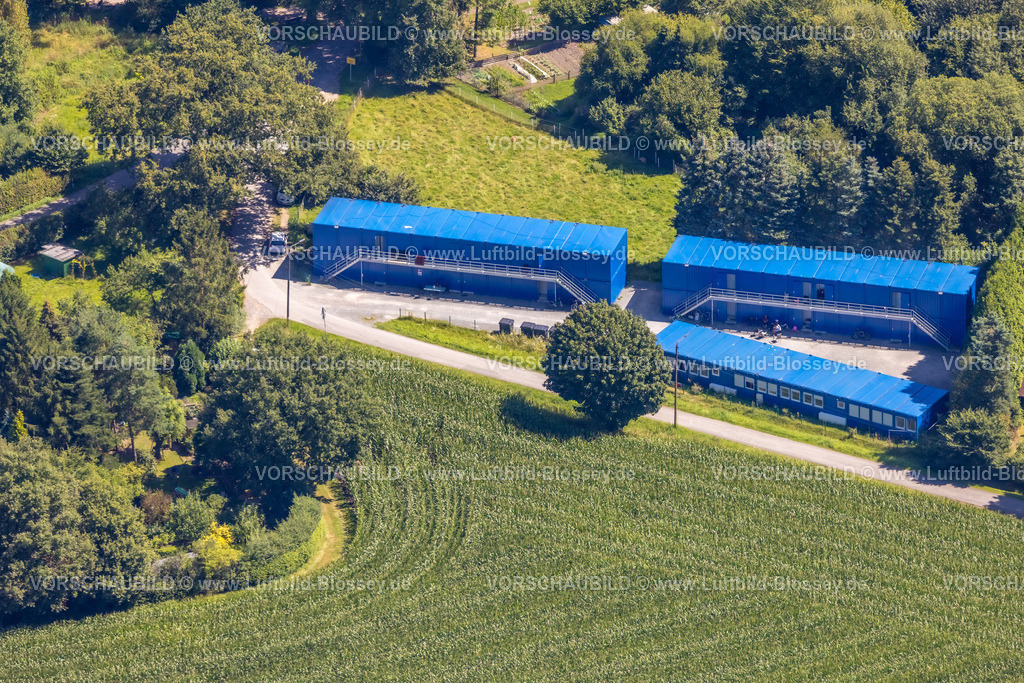 Schermbeck240802038 | Luftbild, Flüchtlingsunterkunft Containerdorf Tiefer Weg, Schermbeck, Ruhrgebiet, Nordrhein-Westfalen, Deutschland