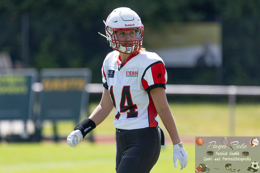 GFLW 1: German Football League Women 1: Rodgau Pioneers Ladies - Stuttgart Scorpions Sisters, 07.06.2026 | Virginia Weipert (Stuttgart Scorpions Sisters #14) ,Freisteller, Portrait / Porträt, Rodgau Pioneers Ladies - Stuttgart Scorpions Sisters, Rodgau, Maingau-Energie-Stadion "Am Weichsee", 7.6.2026 - Realisiert mit Pictrs.com