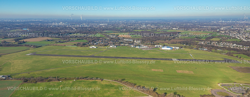 Muelheim230200936 | Luftbild, Flughafen Essen/Mülheim,Startbahn, Landebahn, Übersicht von Süden,  Holthausen - Südost, Mülheim an der Ruhr, Ruhrgebiet, Nordrhein-Westfalen, Deutschland