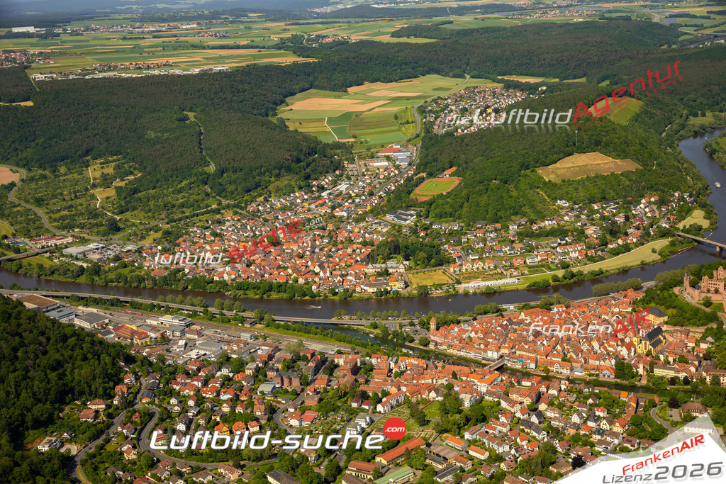Das Luftbild zeigt  Kreuzwertheim - Die Luftaufnahme wurde 2023 vom UL-Flugzeug aus erstellt ( keine Drohne ) - Hochauflösende Luftaufnahme - Für grossformatige Ausdrucke geeignet. Die Geschenkidee !Mit Lizenz und Bildrechte bestellbar
