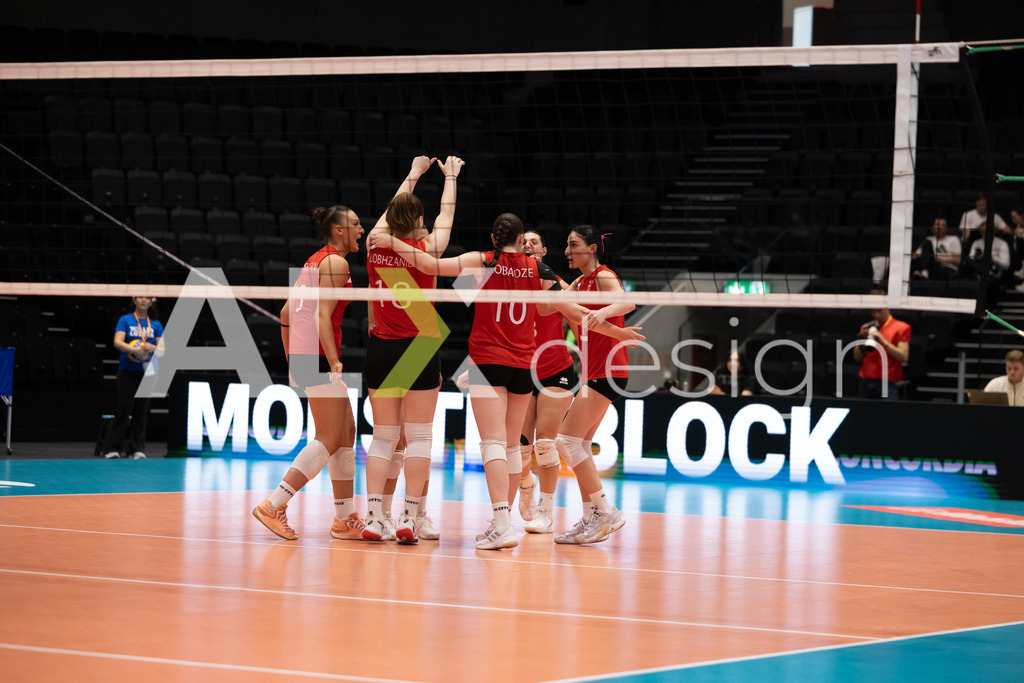 Georgia v Switzerland - CEV European League Women | KRIENS, SWITZERLAND - JUNE 12: Georgian player celebrating during the CEV European League match between Georgia and Switzerland at Pilatus Arena on June 12, 2026 in Kriens, Switzerland. - Realisiert mit Pictrs.com