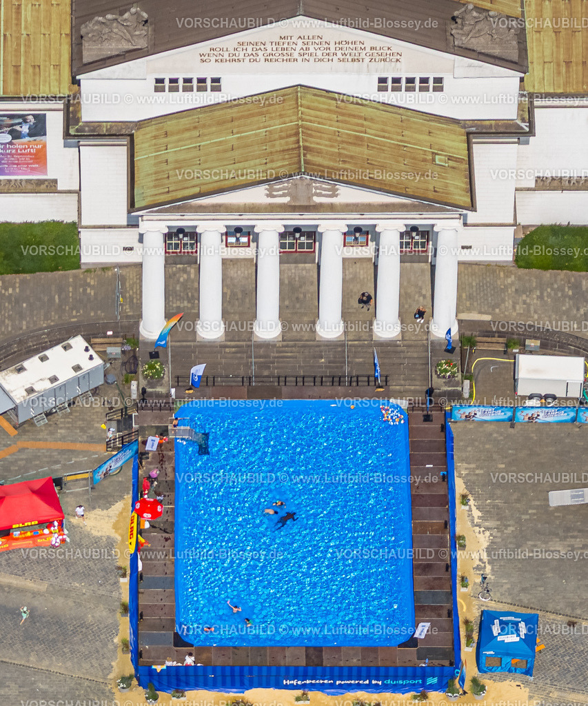 Duisburg250703657Mitte-2 | Luftbild, Schwimmbad Pool vor dem Stadttheater, Altstadt, Duisburg, Ruhrgebiet, Nordrhein-Westfalen, Deutschland