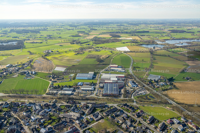 Hamminkeln240311652 | Luftbild, Gewerbegebiet Am Depot mit Blick zur Isselniederung mit See, Hamminkeln, Nordrhein-Westfalen, Deutschland