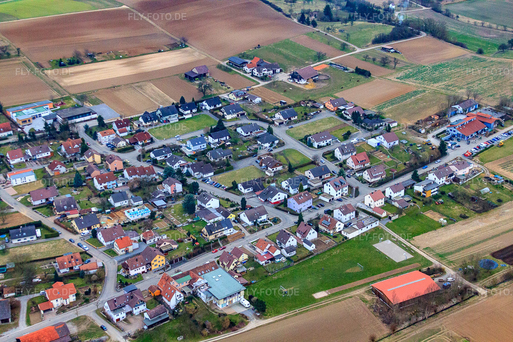 Luftbild: Arnaudstr im Ortsteil Großvillars in Oberderdingen im Bundesland Baden-Württemberg in Deutschland. Foto: IMG_38265.jpg vom 12.03.2011 durch Werner Riehm/FLY-FOTO.de