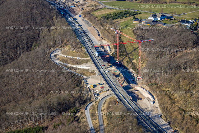 Hagen250302925 | Luftbild, Bauarbeiten an der Autobahnbrücke Talbrücke Kattenohl der Autobahn A45, Dahl, Hagen, Ruhrgebiet, Nordrhein-Westfalen, Deutschland