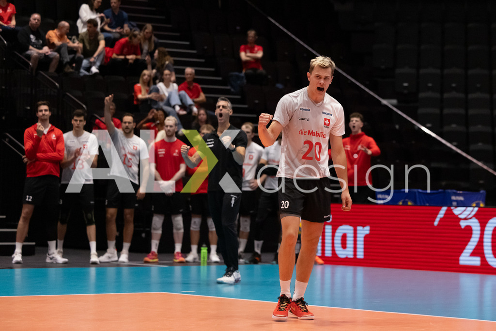 Luxembourg v Switzerland - CEV European League Men | KRIENS, SWITZERLAND - JUNE 12: LARS MIGGE of Switzerland celebrating during the CEV European League match between Luxembourg and Switzerland at Pilatus Arena on June 12, 2026 in Kriens, Switzerland. - Realisiert mit Pictrs.com