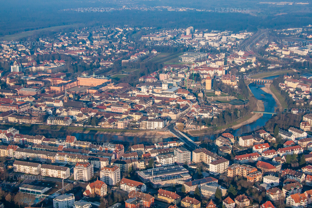 Luftbild: Brücke der B36 über die Murg Ost in Rastatt im Bundesland Baden-Württemberg in Deutschland. Foto: IMG_61995.jpg vom 31.01.2014 durch Werner Riehm/FLY-FOTO.de