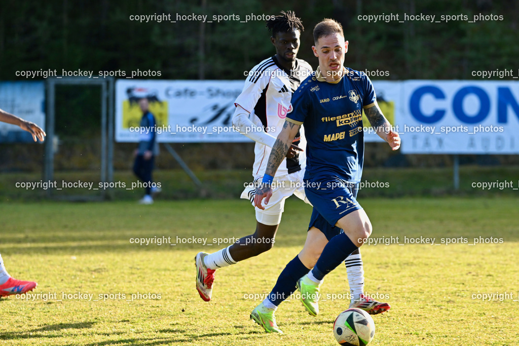 ATUS Velden vs. SPG LASK Amateure OÖ | #9 Tom Zurga ATUS Velden, #44 Issa Kone LASK Amateure, ATUS Velden vs. SPG LASK Amateure OÖ, ATUS Velden vs. SPG LASK Amateure OÖ am 07.03.2026 in Velden (Wald Arena Velden), Austria, (Photo by Bernd Stefan)