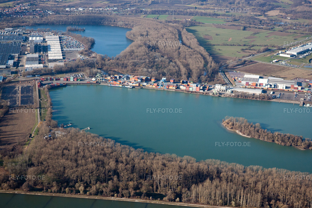Luftbild: Wörth am Rhein, Rheinhafen im Ortsteil Maximiliansau in Wörth im Bundesland Rheinland-Pfalz in Deutschland. Foto: IMG_23193.jpg vom 02.12.2009 durch Werner Riehm/FLY-FOTO.de
