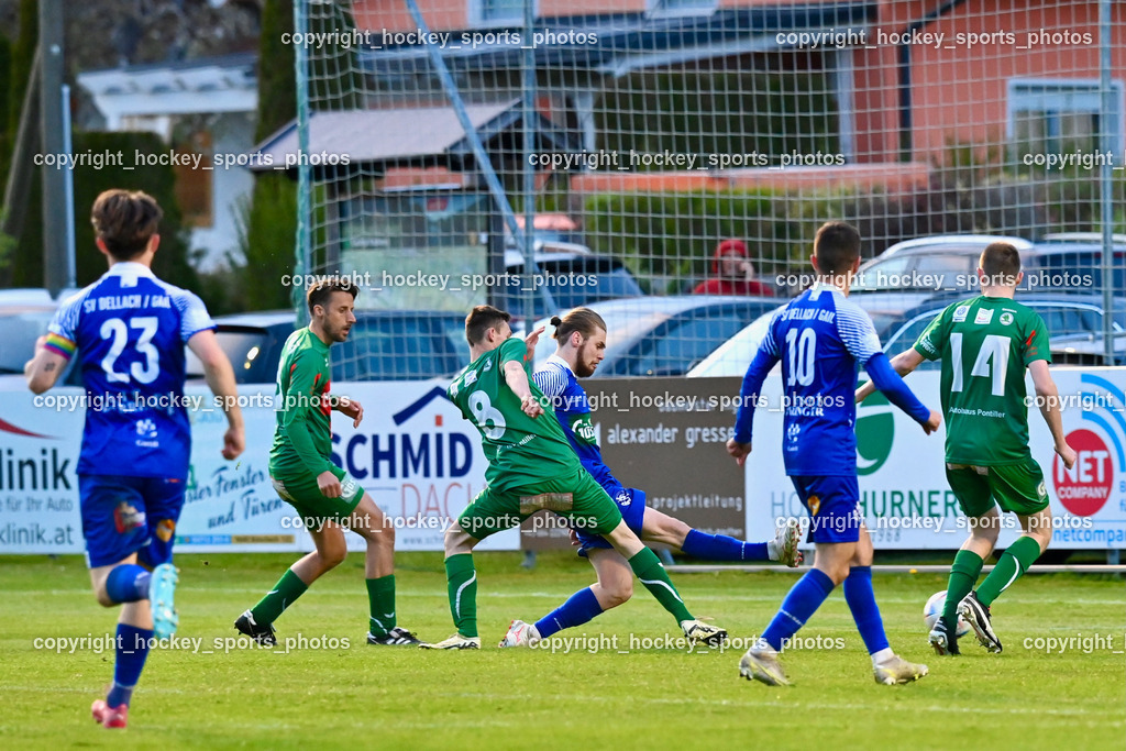Dellach Gail vs. Rapid Lienz | #5 Manuel Eder Rapid Lienz, #8 Lukas Schrott Rapid Lienz, #86 Lukas Fabian Santner Dellach Gail, #10 Samir Nuhanovic Dellach Gail, #14 Michael Johann Niedrist Rapid Lienz, Dellach Gail vs. Rapid Lienz, Dellach Gail vs. Rapid Lienz am 26.04.2024 in Dellach (Sportplatz Dellach Gail), Austria, (Photo by Bernd Stefan)