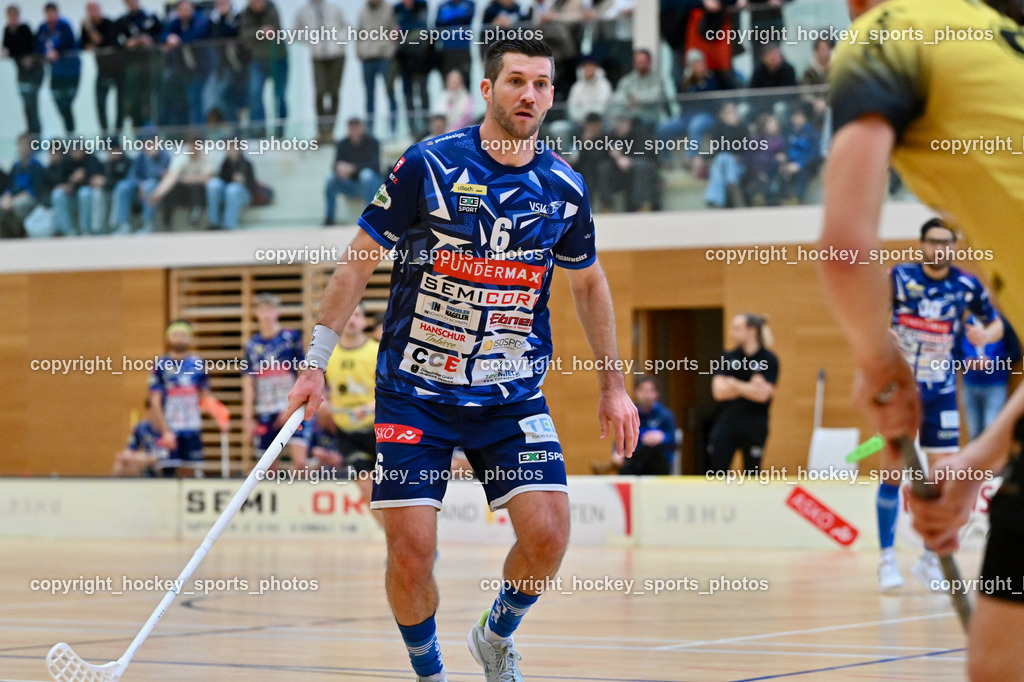 VSV Unihockey  vs. FBK Loka  | #6 Timo Schmid VSV Unihockey, VSV Unihockey  vs. FBK Loka , VSV Unihockey  vs. FBK Loka  am 25.01.2026 in Villach (Ballspielhalle St. Martin), Austria, (Photo by Bernd Stefan)