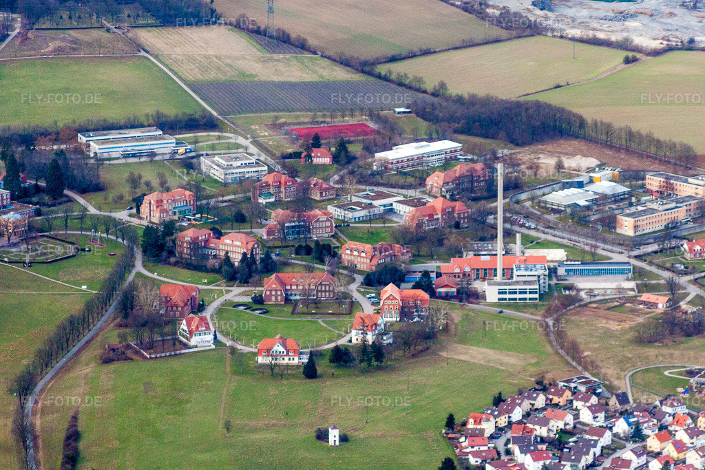 Luftbild: Klinikgelände des Psychiatrischen Zentrum Nordbaden im Ortsteil Altwiesloch in Wiesloch im Bundesland Baden-Württemberg in Deutschland. Foto: IMG_24759.jpg vom 27.02.2010 durch Werner Riehm/FLY-FOTO.de