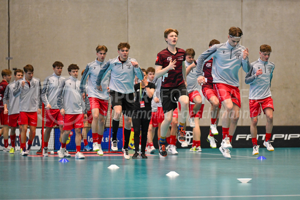 Switzerland B U19 vs Finland U19 - 2. February 2024 | Switzerland B U19 vs Finland U19
U19 Men International Matches in Switzerland
GoEasy Arena, Siggenthal Station
Team Switzerland B warming up.
Credit: Markus Aeschimann | <a href="https://www.markus-aeschimann.ch">Sportfotografie Markus Aeschimann</a> | <a href="https://www.instagram.com/sportfotografie.aeschimann">@sportfotografie.aeschimann</a> - Realisiert mit Pictrs.com