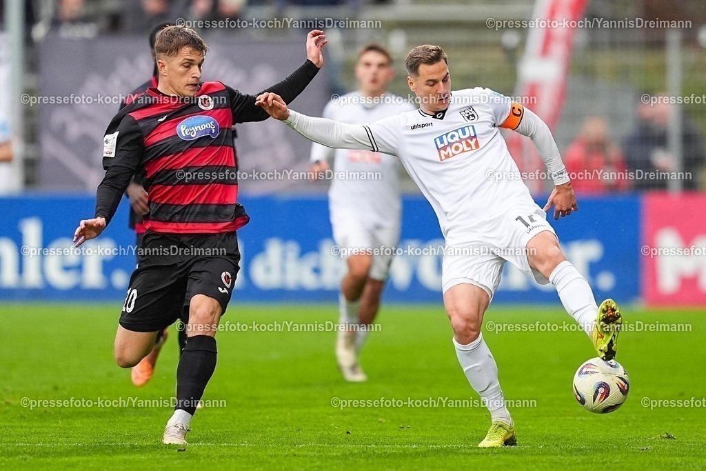 xYDRx06122501028 | 06.12.2025, xydrx, Fußball, 3.Liga, FC Viktoria Köln - SSV Ulm 1846, Saison 2025 2026, Sportpark Höhenberg: David Otto (FC Viktoria Köln #10) im Zweikampf gegen Dennis Dressel (SSV Ulm 1846 #14)         DFB regulations prohibit any use of photographs as image sequences and or quasi-video.Photo: xYannisxDreimannxPressefotoKochx