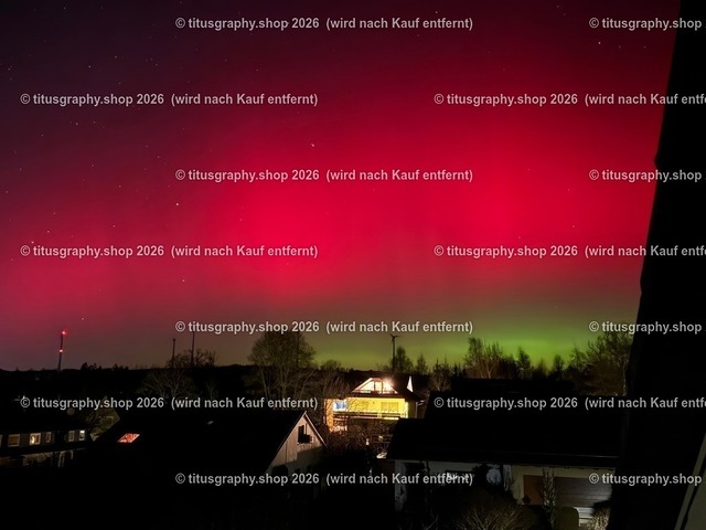 Polarlicht (Aurora borealis, Nordlicht ) Hessisch Lichtenau FÖHREN, Foto 09 | Die titusgraphy.shop-Aufnahme vom 19.01.2026 um 22 Uhr, Hessisch Lichtenau, Ortsteil Föhren, zeigt ein sehr seltenes Polarlicht. - Realisiert mit Pictrs.com