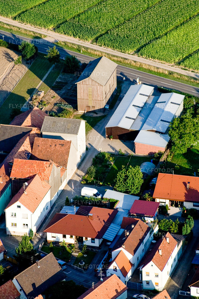 Luftbild: Brehmstr im Ortsteil Minderslachen in Kandel im Bundesland Rheinland-Pfalz in Deutschland. Foto: IMG_11723.jpg vom 25.07.2008 durch Werner Riehm/FLY-FOTO.de