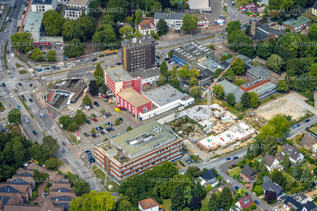 Duisburg250704275Sued | Luftbild, Neubau Baustelle Sittardsberg, Straßenkreuzung Sittardsberger Allee und Altenbrucher Damm, U-Bahn Station, Hotel Sittardsberg, Buchholz, Duisburg, Ruhrgebiet, Nordrhein-Westfalen, Deutschland