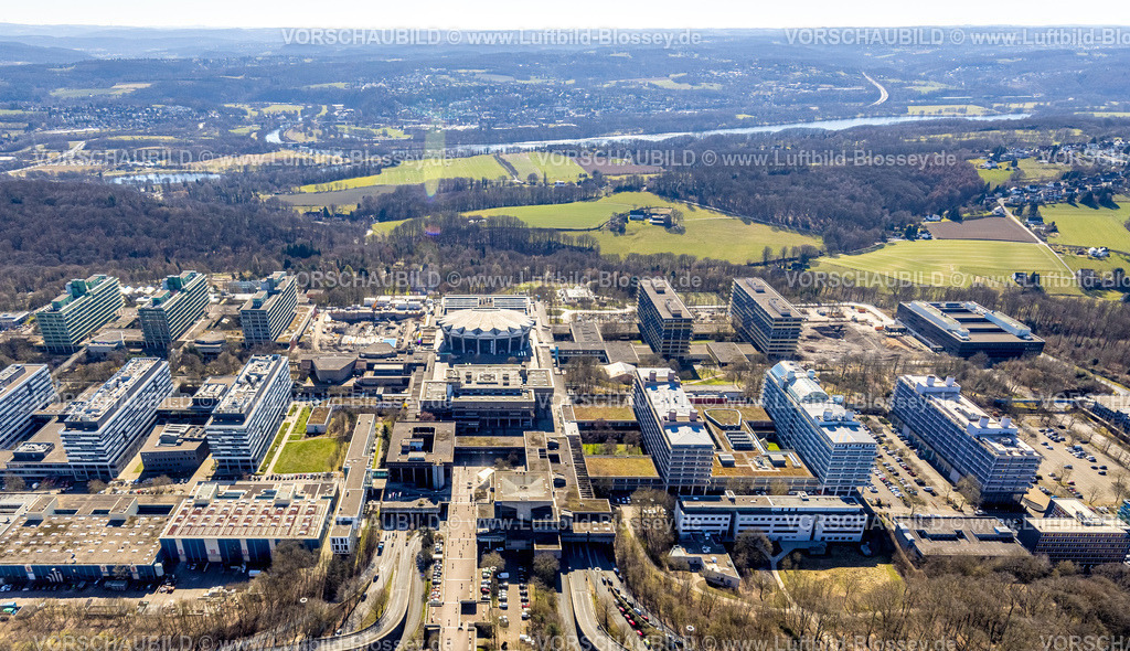 Bochum250301176 | Luftbild, RUB Ruhr-Universität Bochum, Baustelle, Blick zum Kemander See und Witten-Herbede, Querenburg, Bochum, Ruhrgebiet, Nordrhein-Westfalen, Deutschland