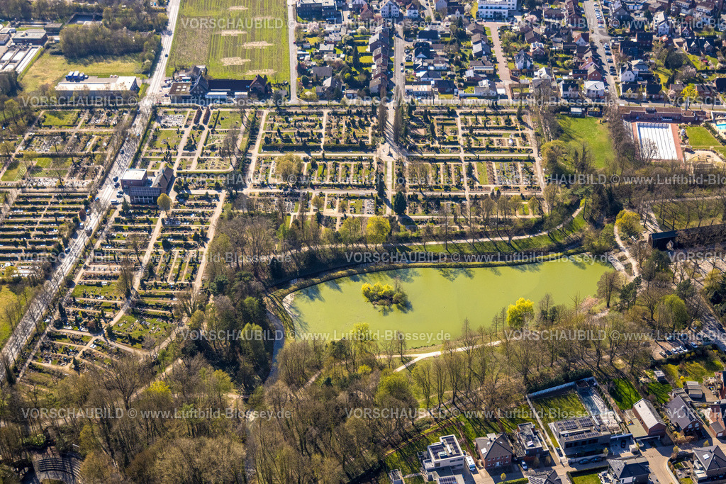 Werne250403178 | Luftbild, Stadtsee Werne Salinen Park am Friedhof Südring, Werne, Ruhrgebiet, Nordrhein-Westfalen, Deutschland