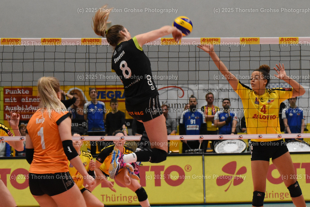 VBL VFB SUHL vs. LADIES IN BLACK AACHEN | Ladys in Black am Ball; VBL VFB SUHL vs. LADIES IN BLACK AACHEN, Volleyball-Bundesliga Frauen am 03.02.2018 in der Multihalle in Meiningen, (Deutschland) - Realisiert mit Pictrs.com