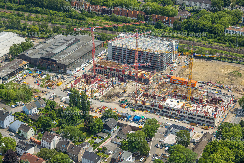 Herne250601878 | Luftbild, Baustelle und Abrissarbeiten für neues FunkenbergQuartier zwischen Baumstraße und Fabrikstraße, Baukau, Herne, Ruhrgebiet, Nordrhein-Westfalen, Deutschland