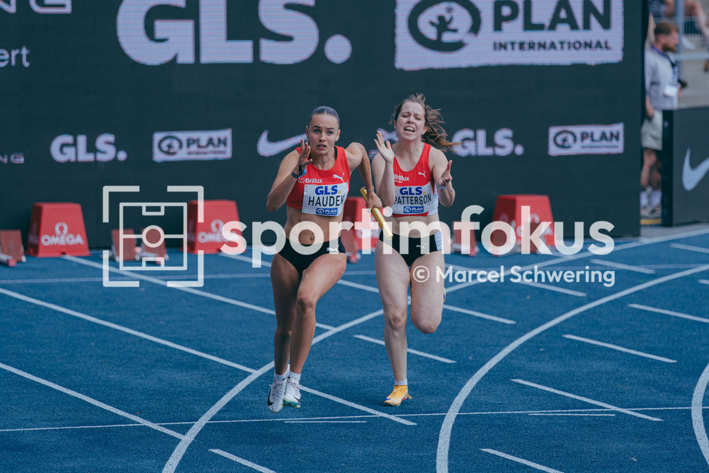 Deutsche Meisterschaften der Frauen und Männer 2026 | Jenna Haudek, LG Brillux Münster, Liv Patterson, LG Brillux Münster, 4x100-Meter-Staffel, Deutsche Meisterschaften der Frauen und Männer 2026, Lohrheidestadion Bochum-Wattenscheid, 26.07.2026. Foto: Marcel Schwering / sportimfokus - Realisiert mit Pictrs.com