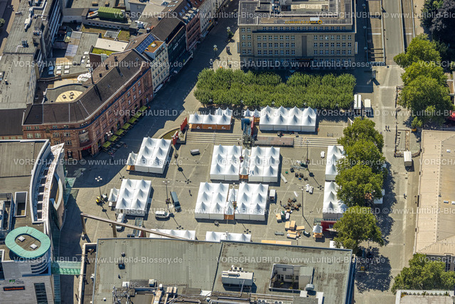 Dortmund240800829 | Luftbild, weiße Veranstaltungszelte mit Gastronomie auf dem Hansaplatz, City, Dortmund, Ruhrgebiet, Nordrhein-Westfalen, Deutschland